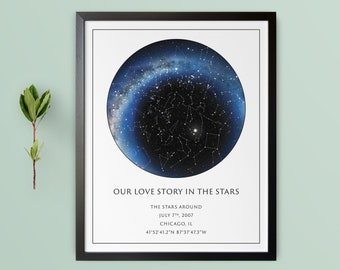 Custom Star Map | Framed Poster | REAL Night Sky | Custom Star Poster | Constellation Map Digital | Personalized Gift | Unique Gift