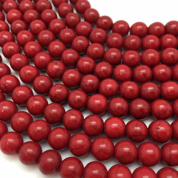 Red beads; Red Howlite Beads; 4mm, 6mm, 8mm, 10mm, 12mm; WHOLESALE prices, Mala Beads, DIY Beading