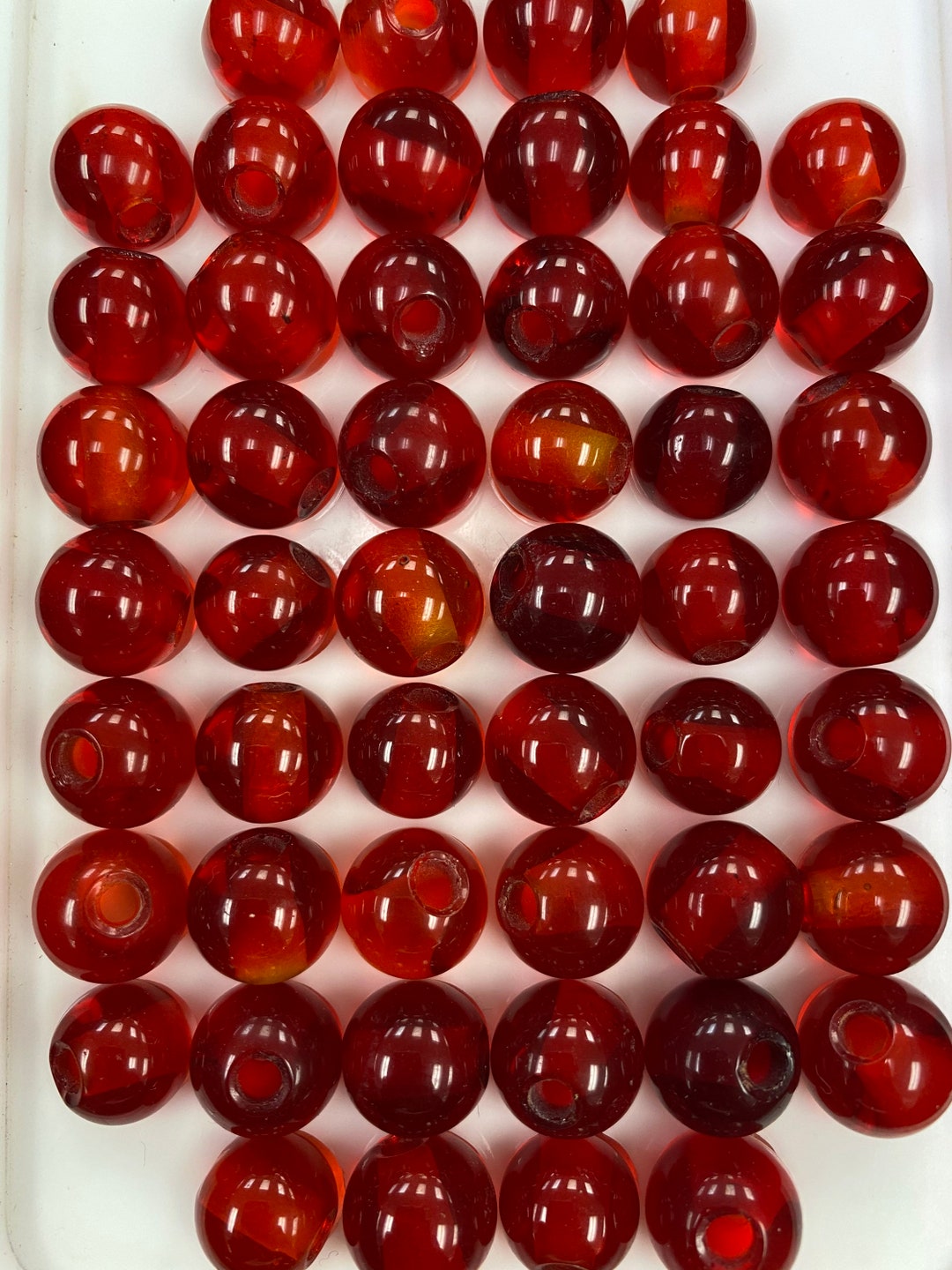 CLEARANCE; 2.5mm - 3mm Large Hole Red Glass Round Beads 8mm, 10mm, 12mm ...