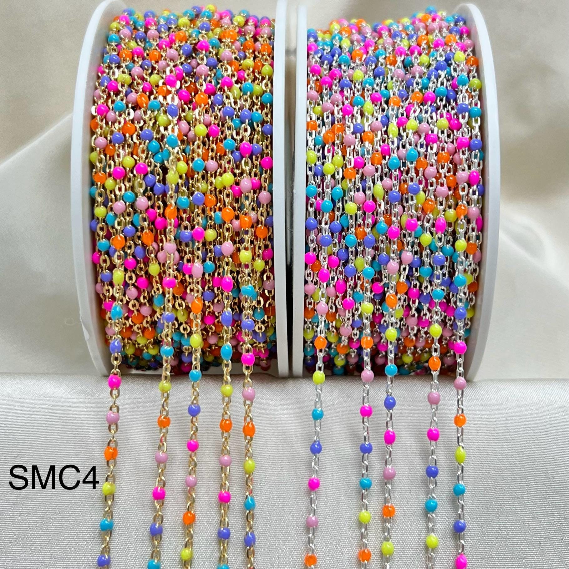 Confetti Multicolor Enamel Satellite Unfinished Chain for Permanent Jewelry or Designing | 14kt Gold Filled or Sterling Silver | CX26-SMC4