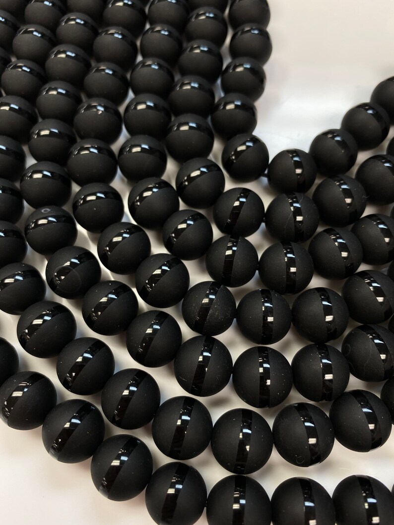 Black Onyx With Black Stripe Beads 8mm 10mm 12mm Wholesale Etsy