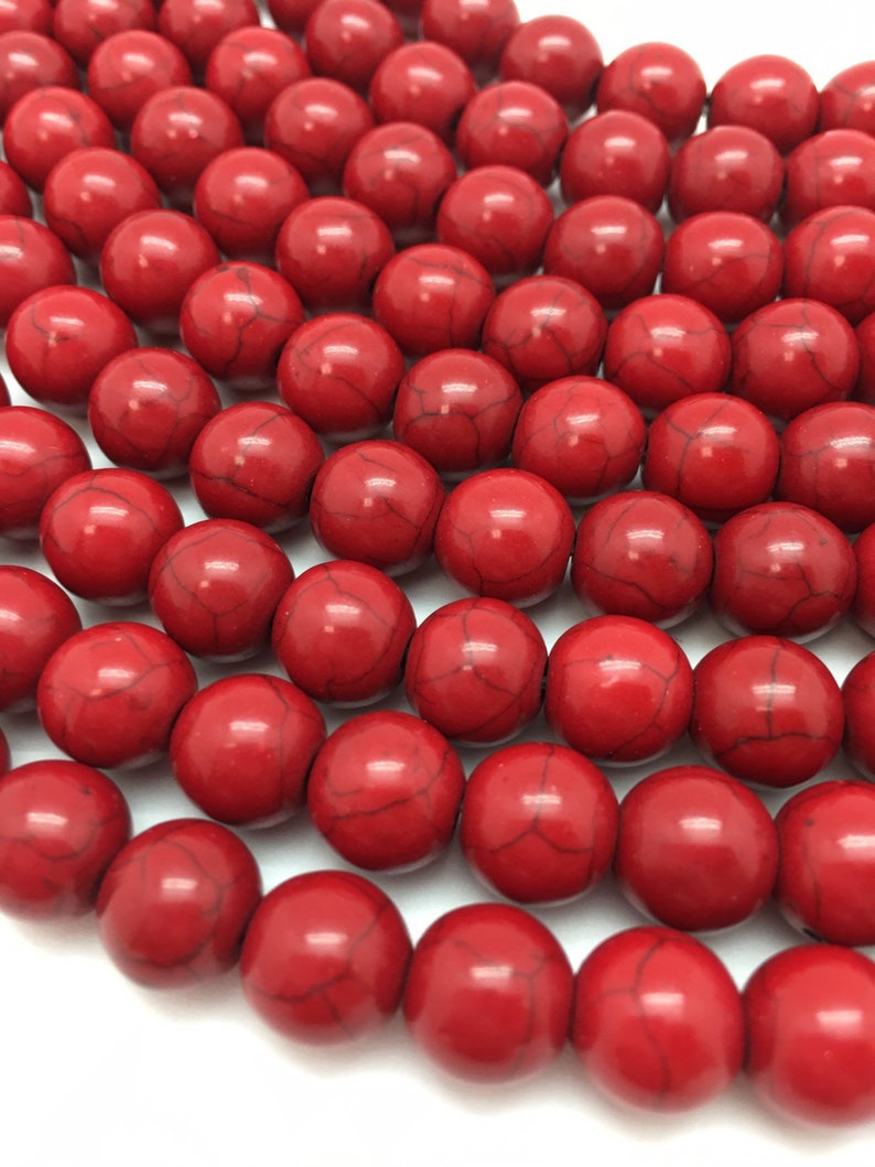 Red beads Red Howlite Beads 4mm 6mm 8mm 10mm 12mm Etsy