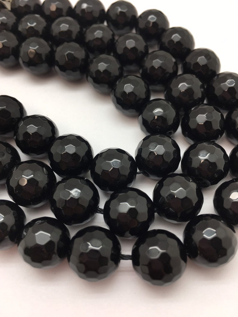 Black Onyx Faceted Cut Natural Gemstone 6mm 8mm 10mm 12mm - Etsy