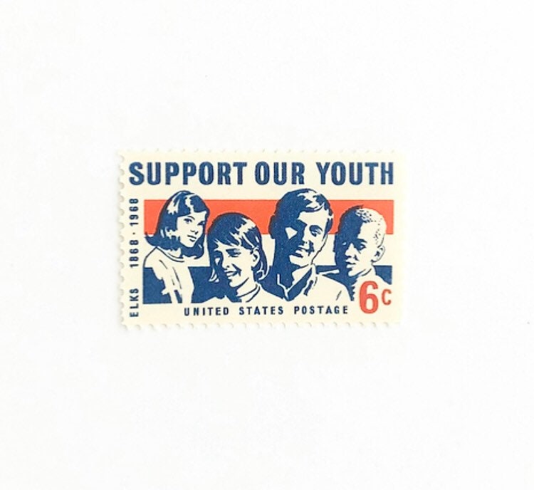 10 Support Our Youth Postage Stamps // UNUSED // 6 Cent Stamp Etsy