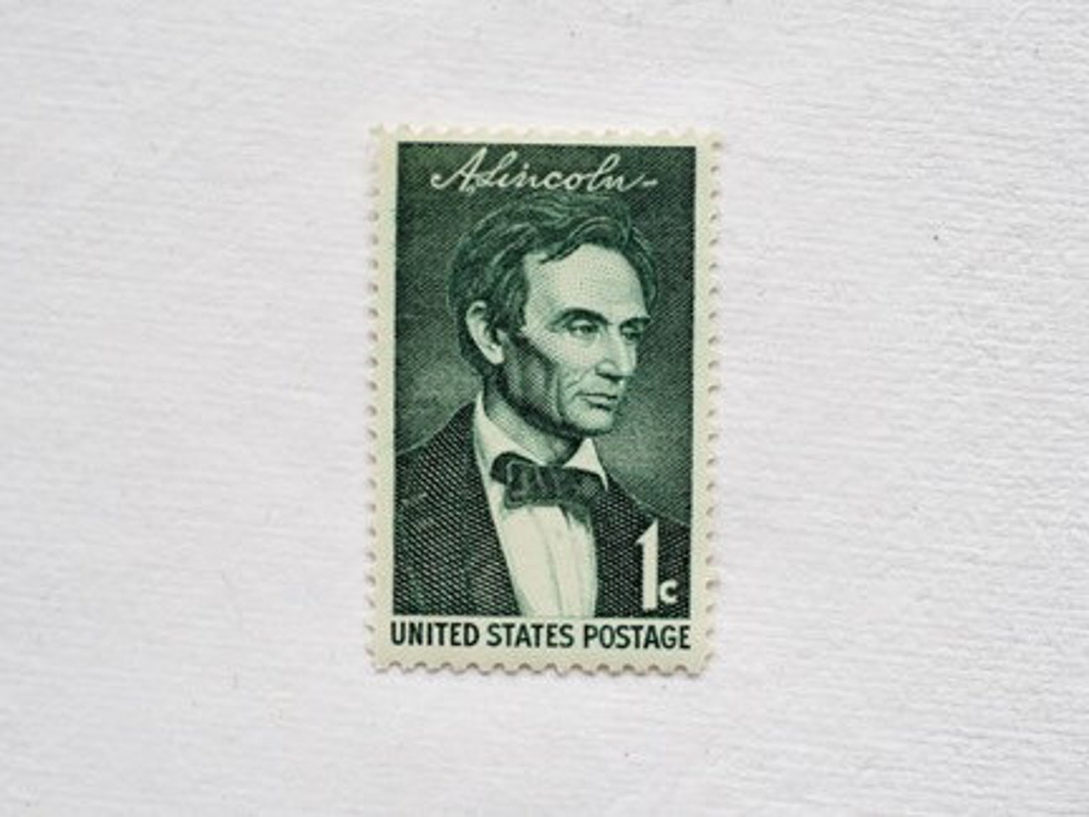 10 Abraham Lincoln Postage Stamps // 1 Cent Stamps // Green // Etsy