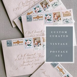 DEPOSIT // Custom Curated Vintage Postage for Weddings // Save the Date // Invitations // postage for mailing