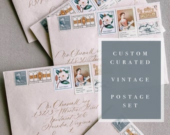 DEPOSIT // Custom Curated Vintage Postage for Weddings // Save the Date // Invitations // postage for mailing