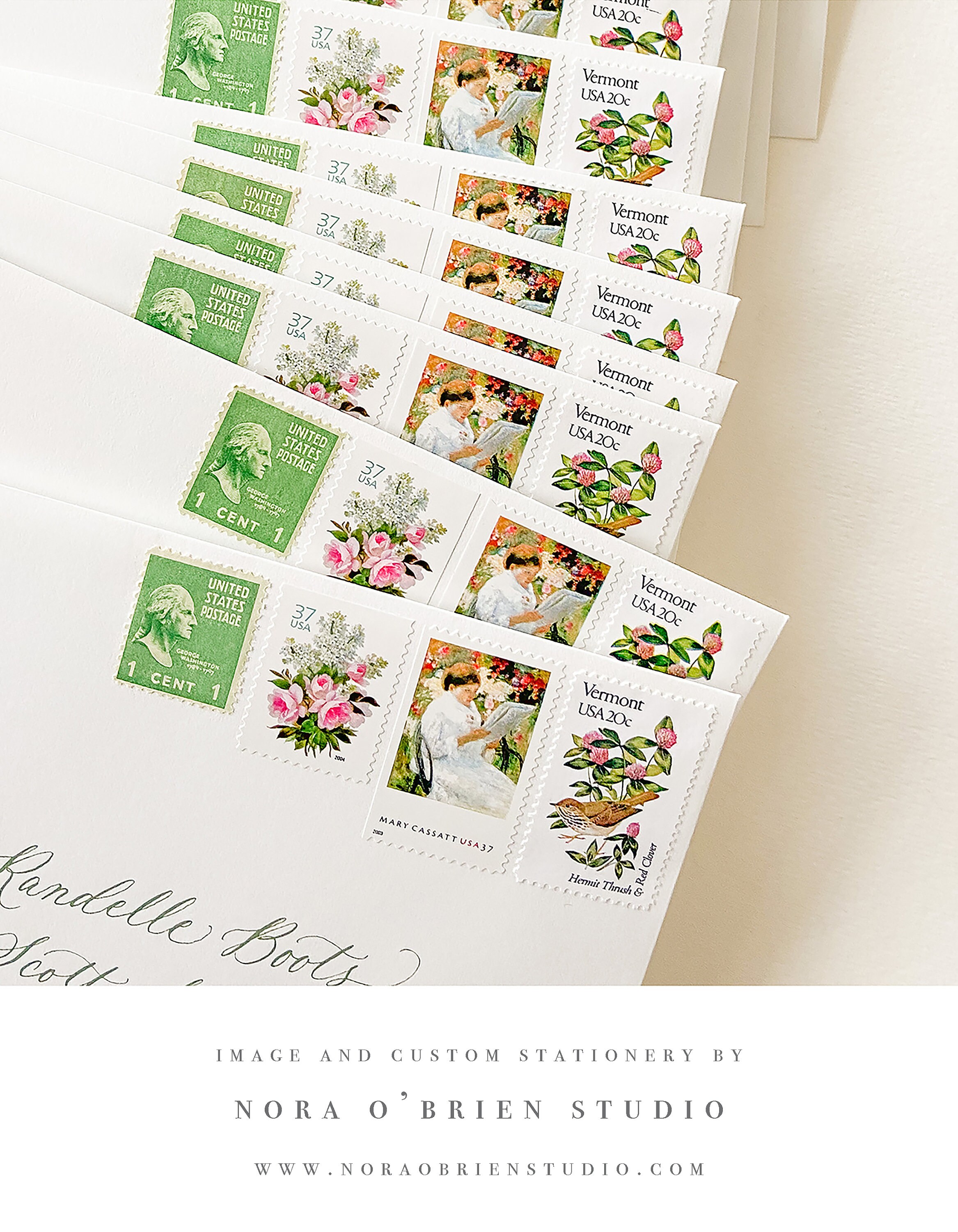 Vintage Postage Stamps from Verde Studio, Comparing Wedding Postage