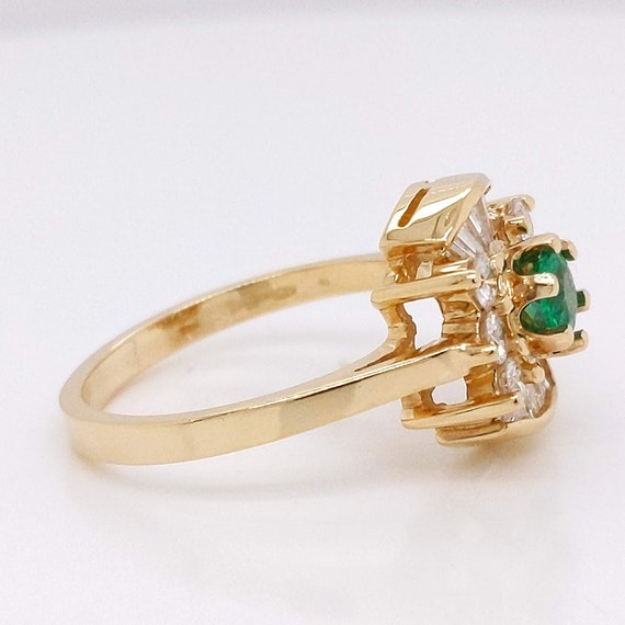 14k Yellow Gold Natural Emerald & Mined Diamond R… - image 3