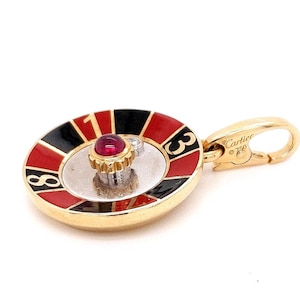 CARTIER  18k Enamel Roulette Wheel Charm Limited Edition numbered 26/70