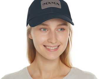 Mama Word Hat for Mama Mother Women Gift Ideas for Mother's Day Dad Hat with Leather Patch (Rectangle)