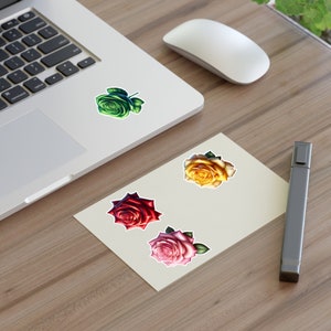 Rot Rosa Gelb Grün Rose für Geschenkideen Scrapbooking Stickerbögen