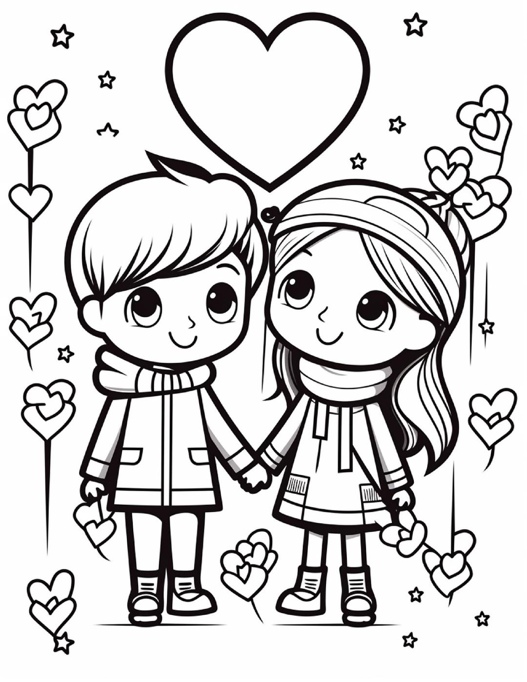 Valentine's Day Coloring Pages | Couple Designs - Etsy