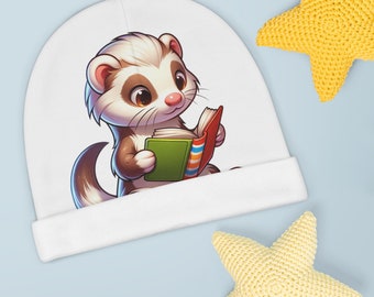 Cute Ferret Reading A Book Gift Ideas for Babies Baby Beanie (AOP)