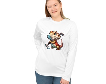 Bearded Dragon in Play Golf POD Gift Ideas for Everyone Gifts for Him Gifts for Her  Unisex Performance Long Sleeve Shirt