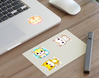 Cute Kitten Funny Stickers Playing Bubbles Cute Kitten Sticker Sheets