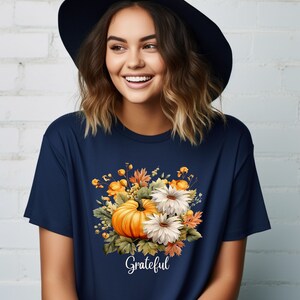 Grateful Tshirt, Thanksgiving Apparel, Thanksgiving Tee, Fall Tshirt, Autumn Tshirt, Pumpkin Tshirt, Plus Size Tee, Fall Apparel