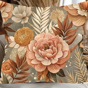 Abstraktes Herbst Blumenkissen mit Einsatz, abstraktes Kissen, Herbst Couchkissen, quadratisches Kissen, Lendenkissen, Herbstkissen