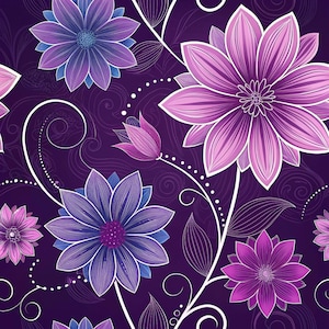 Vibrant Purple Floral 1 Premium Pillow Case, Purple Flower Pillow Case, Vibrant Purple Pillow Case, Spring Pillow Case, Chic Pillow Case