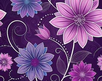 Vibrant Purple Floral 1 Premium Pillow Case, Purple Flower Pillow Case, Vibrant Purple Pillow Case, Spring Pillow Case, Chic Pillow Case
