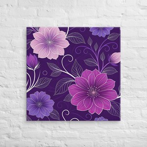 Purple Flower 10 Canvas Print, Square Floral Canvas Picture, Vibrant Flowers on Canvas, Artwork for Office, Matching Artwork Decor