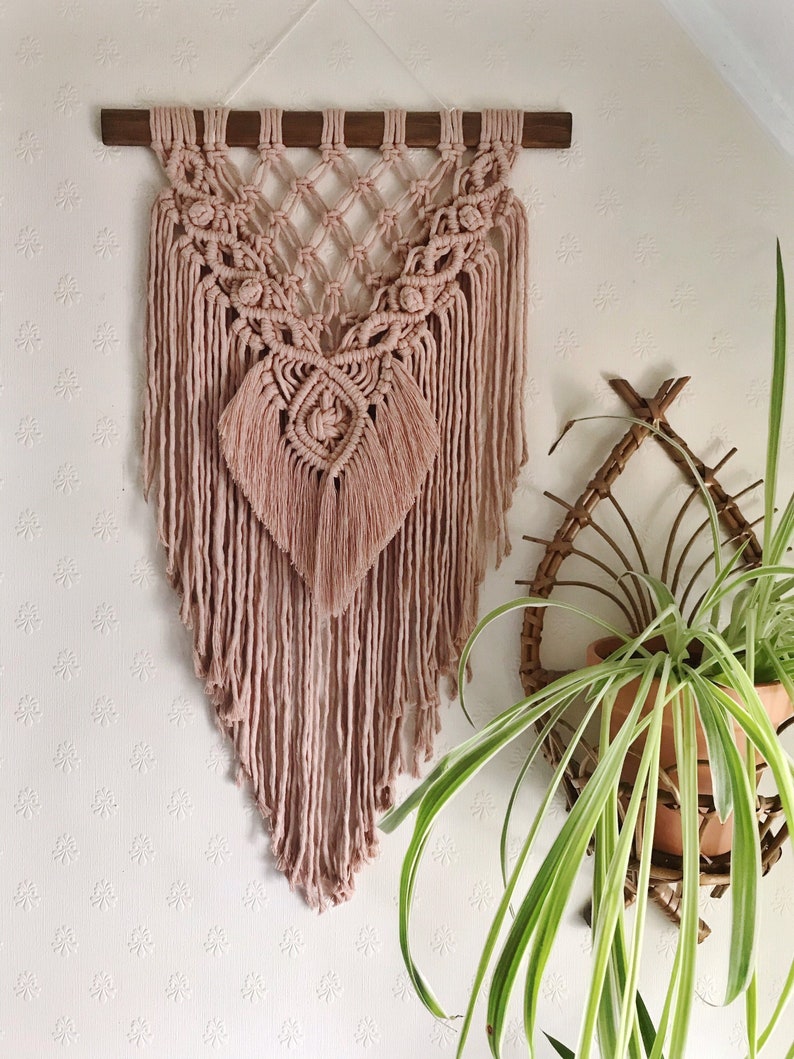 Macrame Wall Hanging Art / Blush Pink Macrame Etsy UK