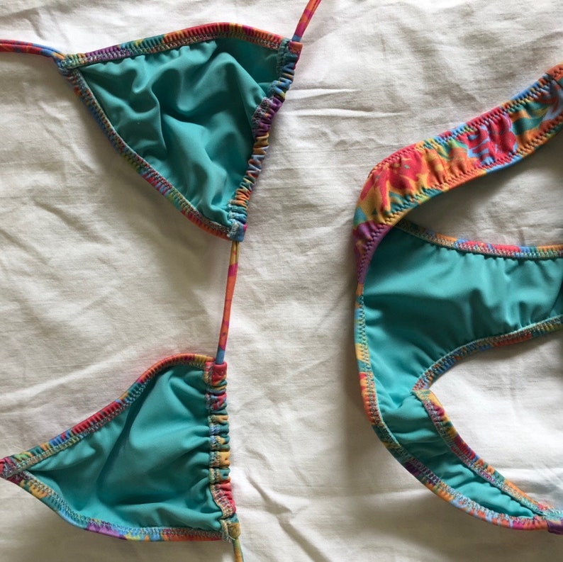 DEADSTOCK VINTAGE inspired bikini Thong Style Floral Printed | Etsy