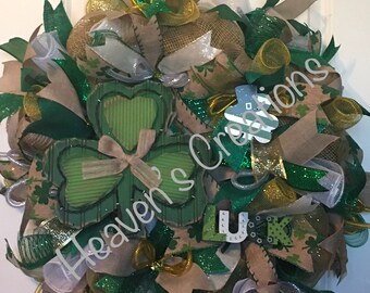 St Patrick’s Day Clover of Luck Custom Designed Wreath