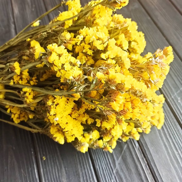 Yellow statice bunch\ Yellow dried statice\ wedding flowers bouquet\Yellow wedding\Yellow dried flowers\Sinuata Statice\Limonium Sinuatum