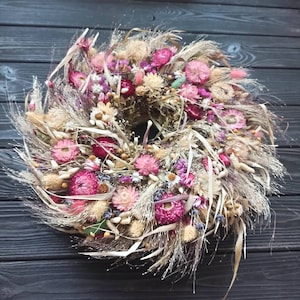 Dried flower rustic wreath, Rustic flower wreath, Boho flower wreath, Wall decor, Autumn Fall Wreath,Fall Decorations, Rustic flower wreath
