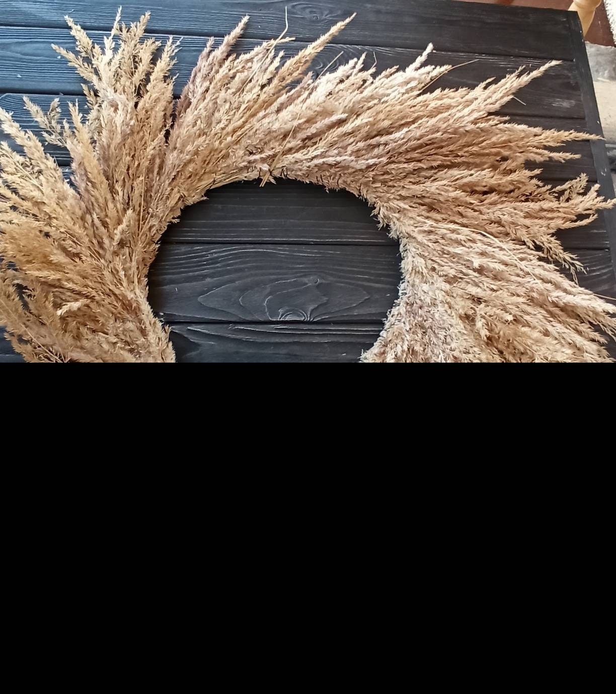 Couronne d'herbe de la pampa, décoration d'automne de fleurs séchées pour porte d'entrée (65 cm) - France