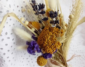 Rustiek gedroogde bloemboeket, natuurlijk touw, woondecoratie (12 inch)