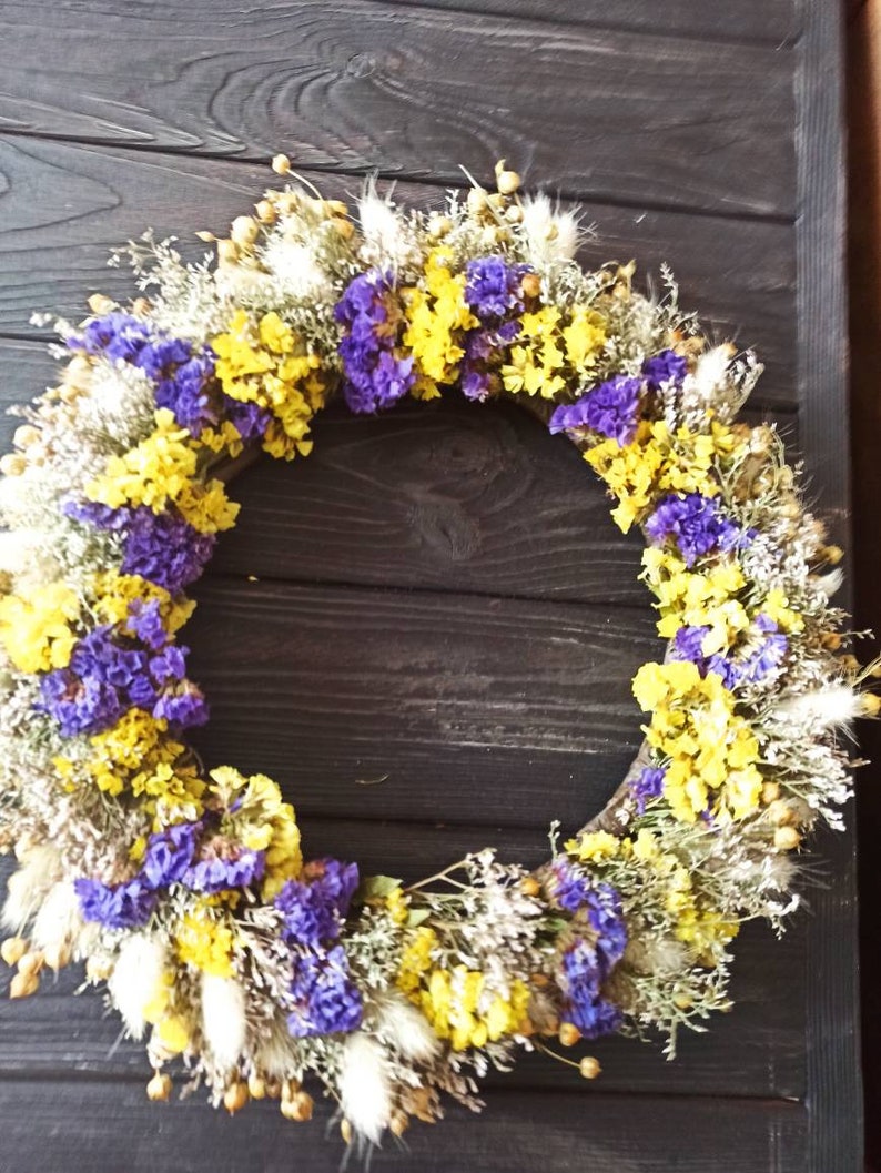 Dried Flower Wreath Rustic Flower Wreath Boho Flower Wreath Etsy