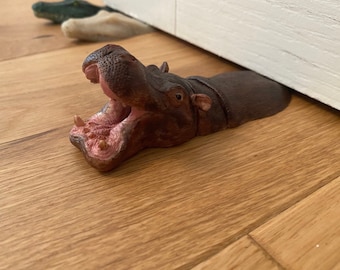 Hippopotamus Door Stopper, realistic painted
