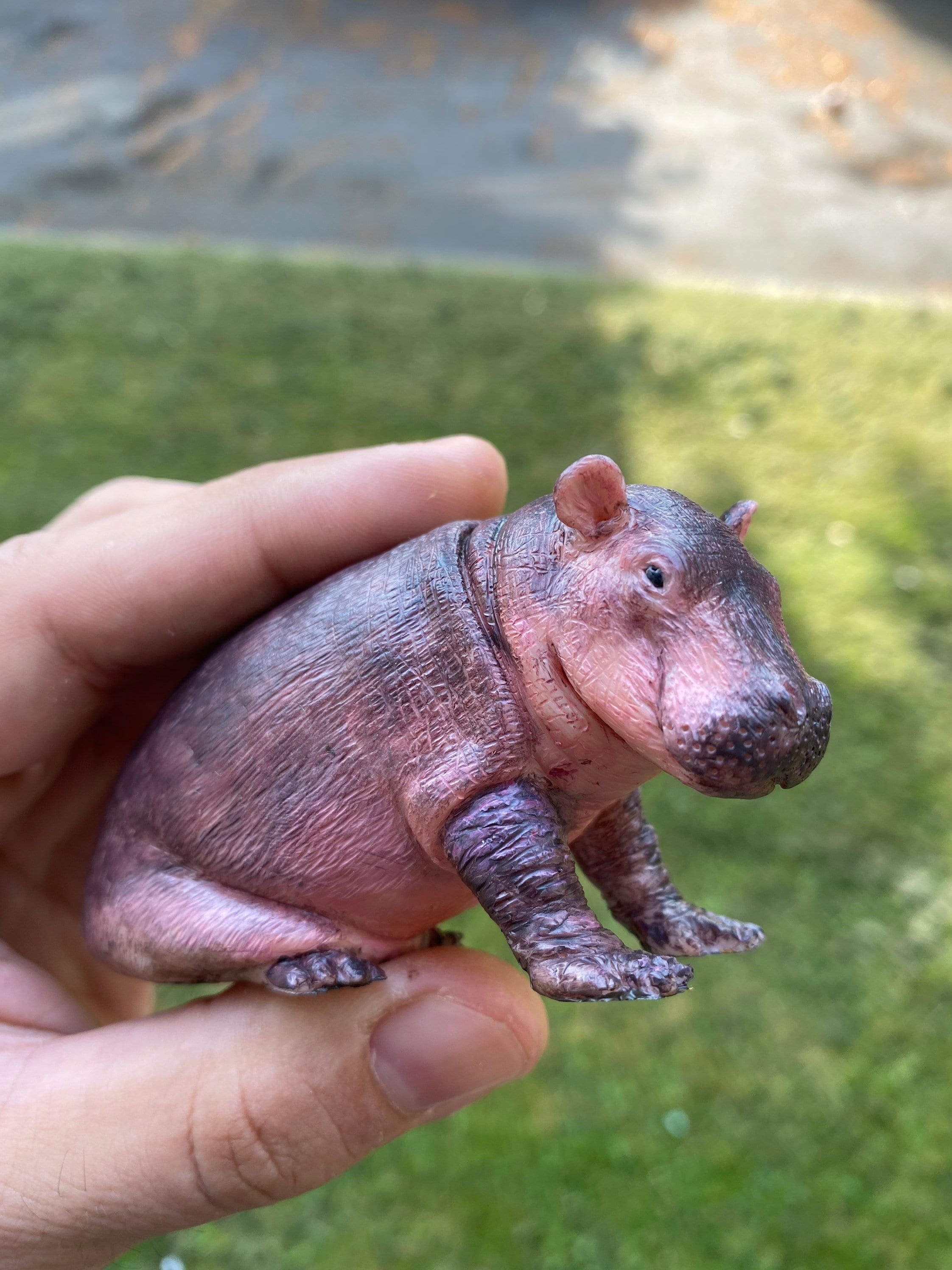 1/12 Scale Baby Hippopotamus Figurine Realistic Painted Etsy