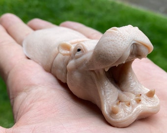 Hippo Door Stopper: Beige Hippopotamus Sculpture