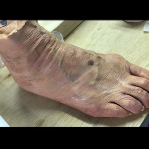 Realistic old female right foot / Flat Sole ! / lifesize