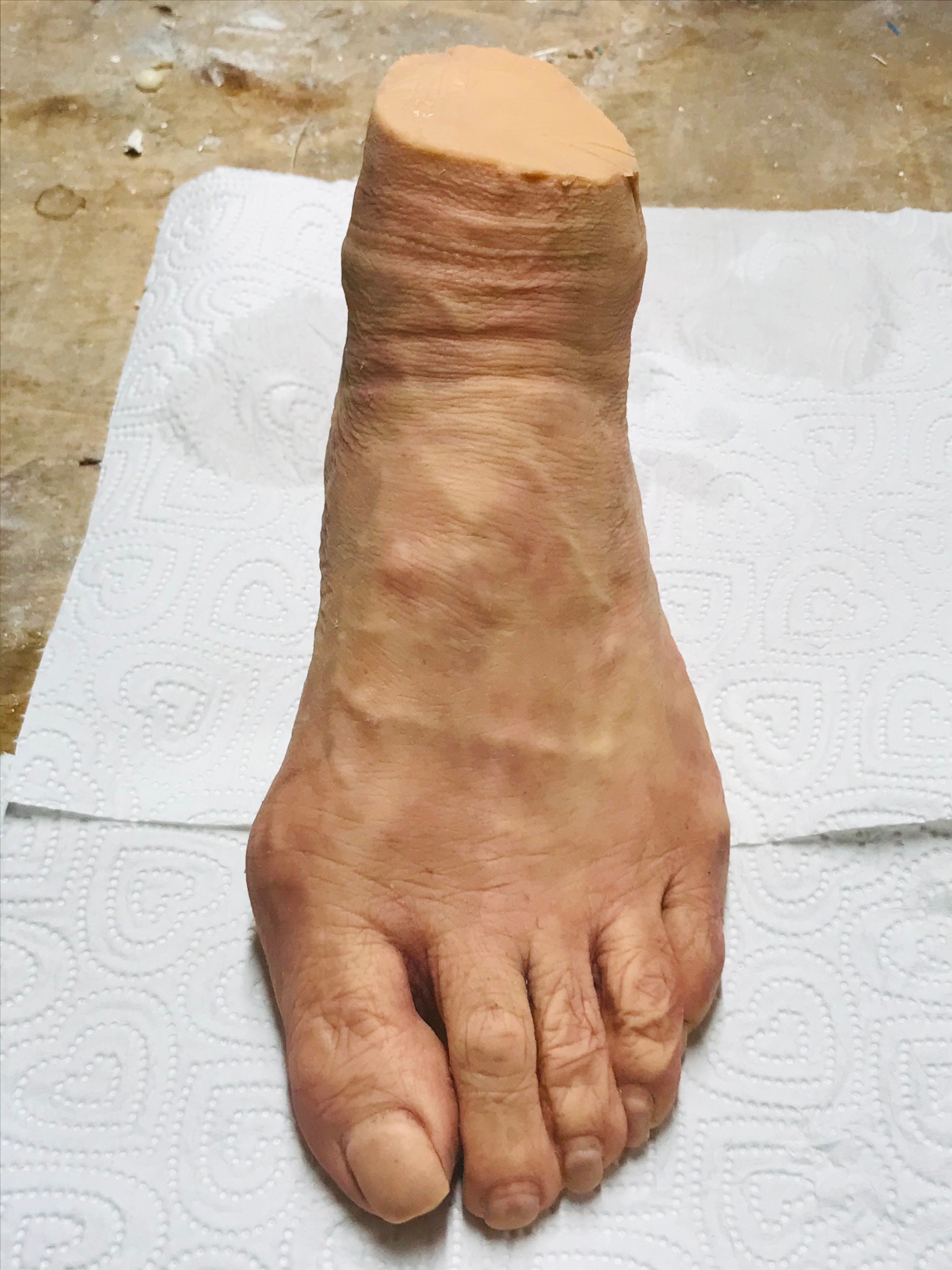Realistic Human Foot Old Woman Left Foot / Flat Sole / Lifesize 