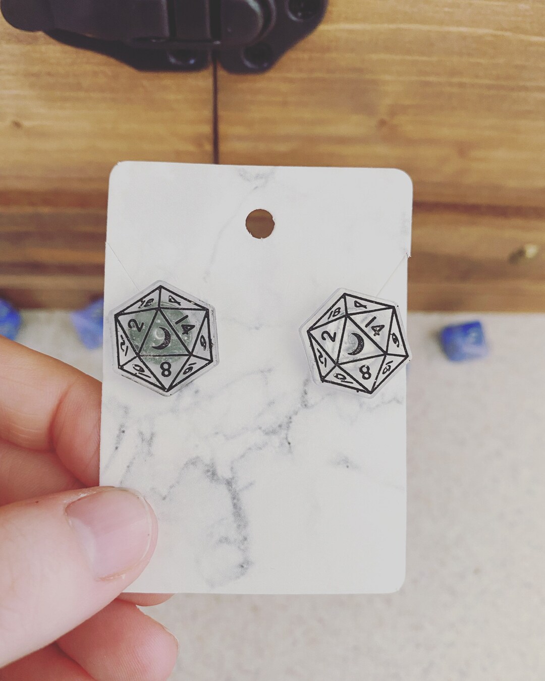 D20 Earrings Dice Jewelry for Dungeons and Dragons Enthusiasts Geeky Gamer Accessories Handmade