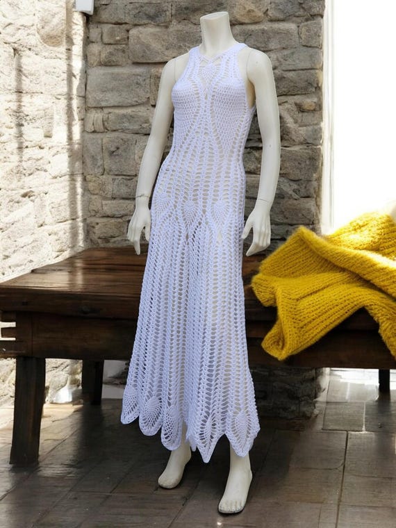 Long Sleeveless Cotton Dress: Flowy Knit Summer Gown