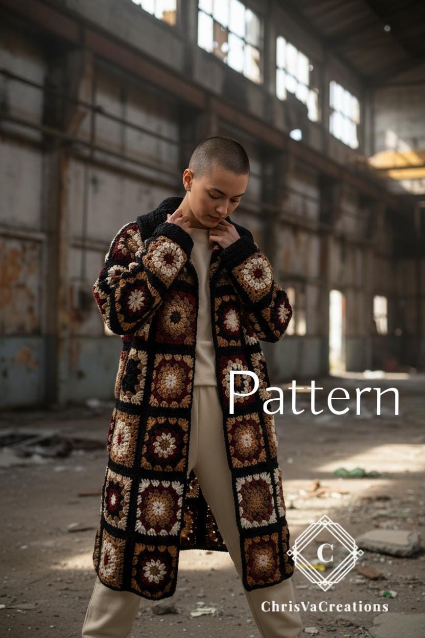 40 Long Cardigan Crochet Patterns for Stylish Layers in Every Season 8 Granny Square Coatigan