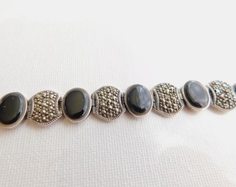 Sterling Silver Marcasite Link Bracelet   T14