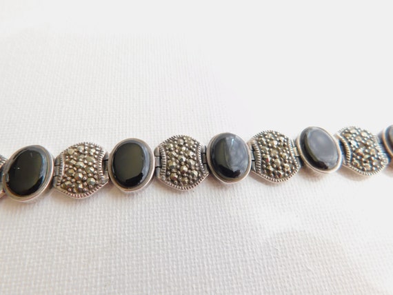Sterling Silver Marcasite Link Bracelet   T14