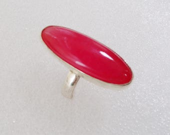 Beautiful Bright Carnelian Statement Ring Sterling Silver Ring Size 9        T15