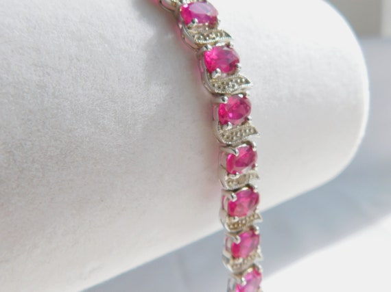 Sterling Silver and Ruby Bracelet   T15 - image 1