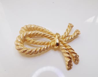 Christian Dior Brooch Double Rope Design Double Bow Luxury Brooch     T15