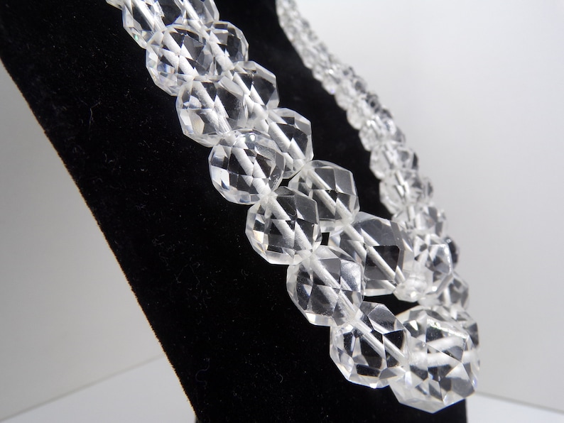 Rock Crystal Necklace, Vintage Crystal Necklace Genuine Faceted Rock Crystal T9 image 2