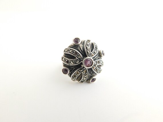 Vintage Marcasite and Amethyst Ring   T10 - image 4