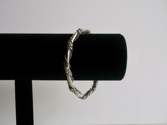 Silver Tone Wire Wrapped Bangle #T4 - image 3