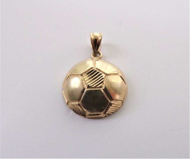 Men's 14K Gold Plated Soccer Ball Pendant With Cubic Zirconia On 24" Rope Chain